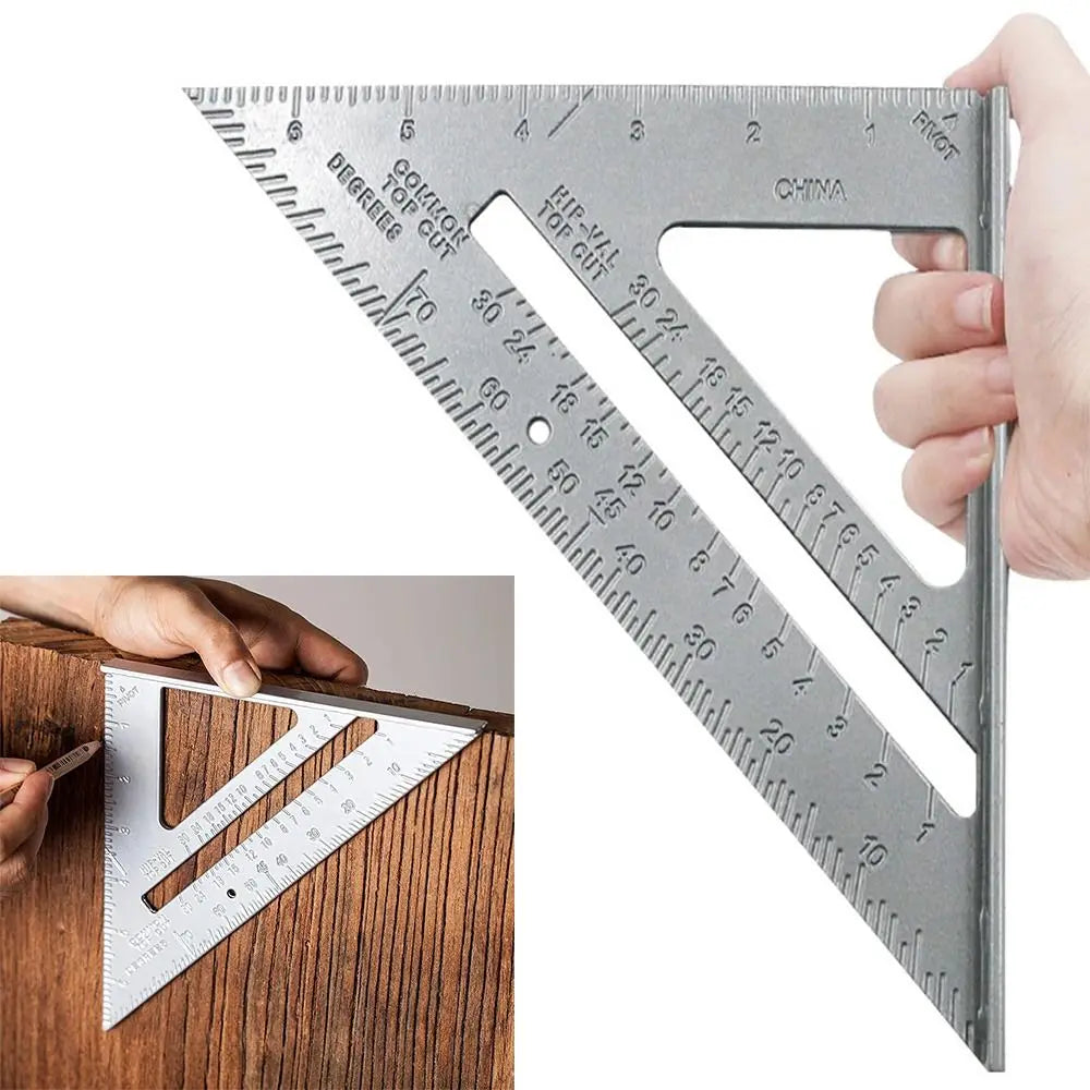 7inch Triangle Ruler Aluminum Alloy Straight Angle Measuring Ruler for Building Framing Woodworking Tools Portable Gauging Tool