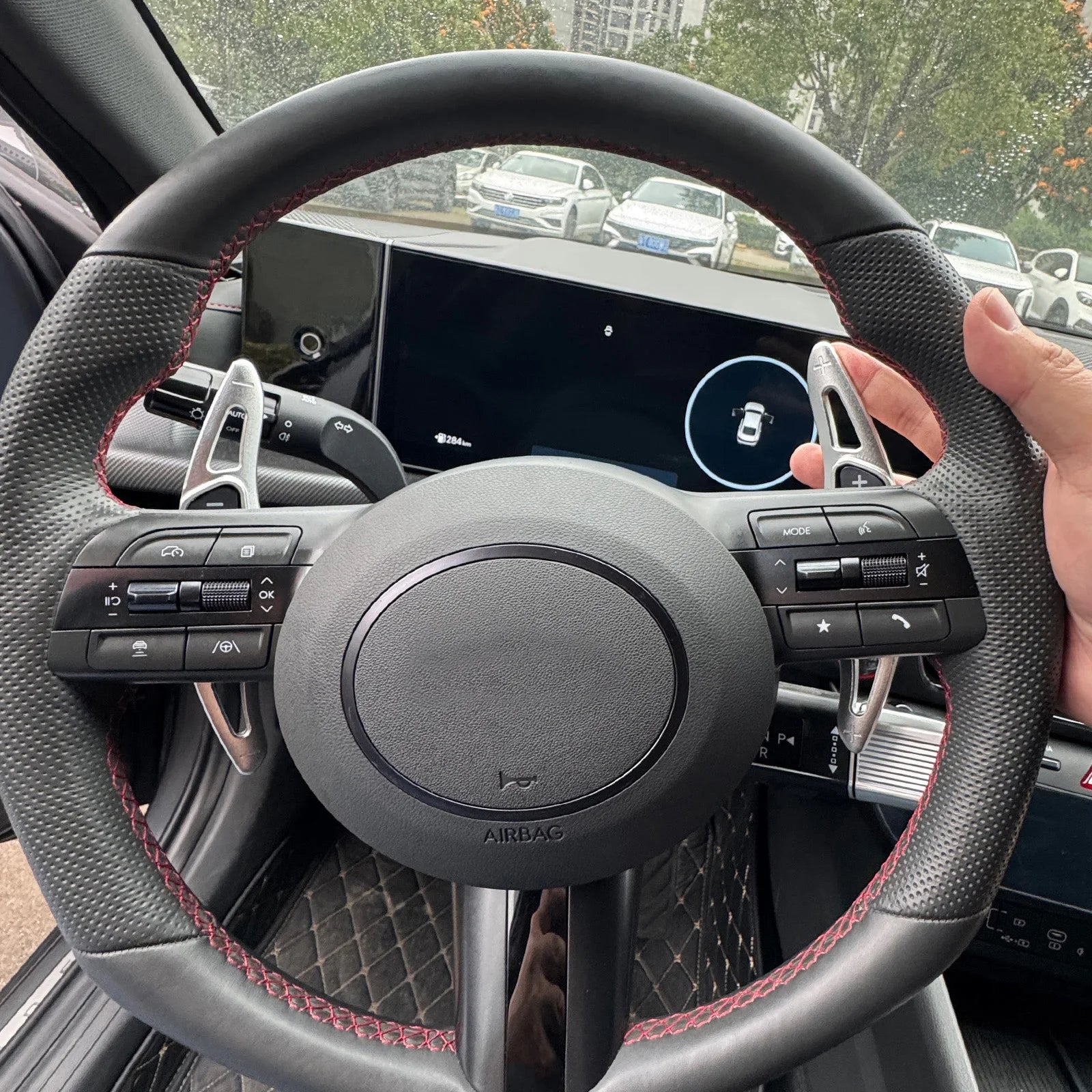 For Hyundai Kona 2024 Shift Paddles steering wheel Aluminum Alloy Shifter Extension Decorated Red Silver Interior