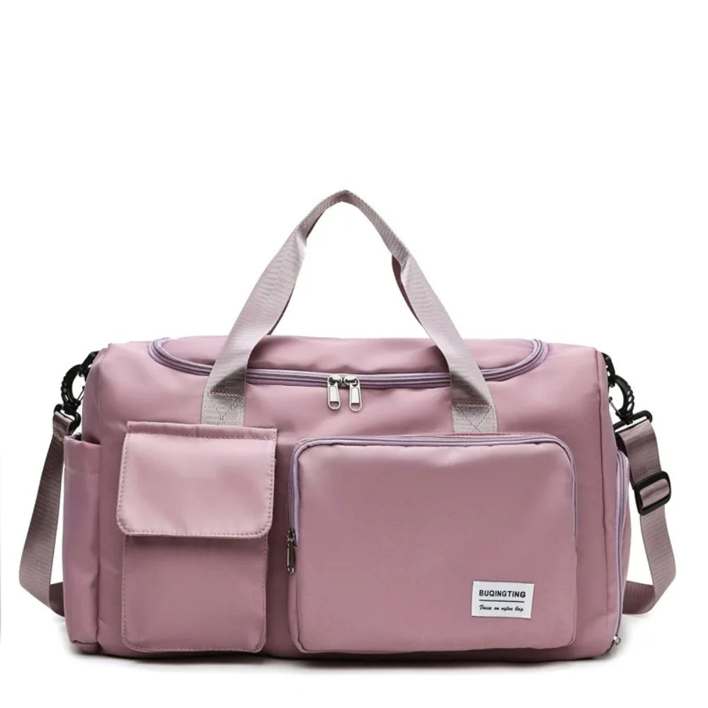 Oxford Travel Luggage Bag Sturdy Foldable Nylon Duffle Bag Multi-functional Solid Color Large Capacity Handbag Ladies