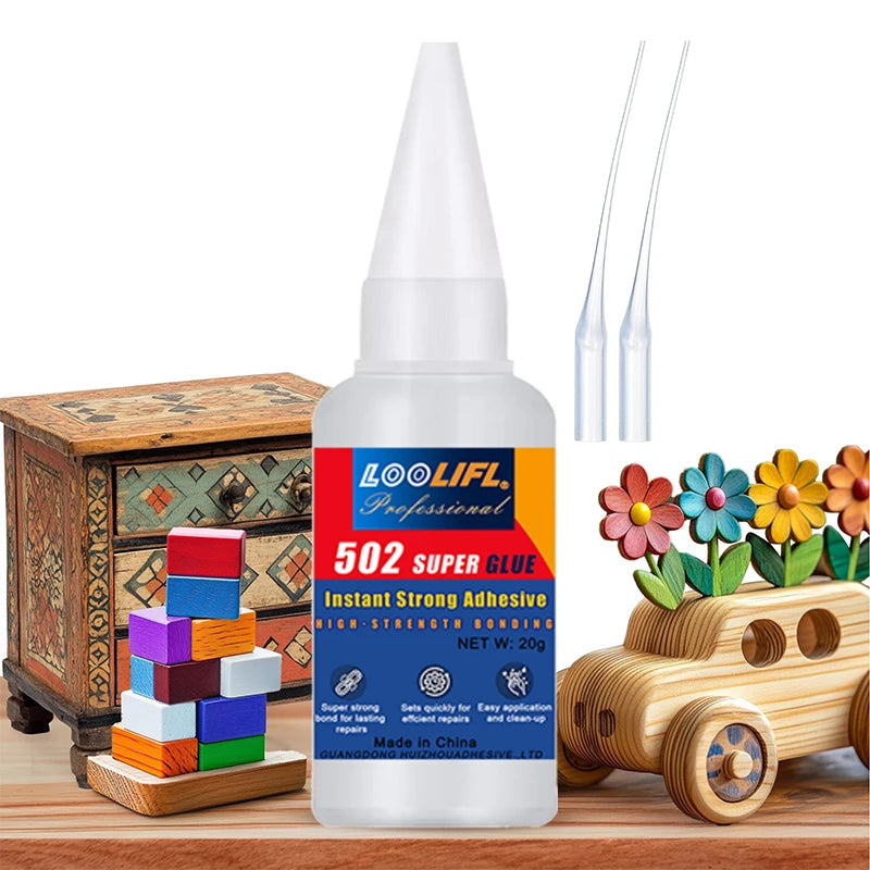 L00LIFL502 Super Glue Instant Adhesive, Transparent Glue for Repairing Sole, Ceramic Plastic, Metal Pottery, Leather, Rubber