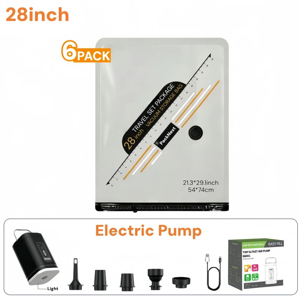 Vacuum Bags for Travel Set with Electric Pump,Compression Space Saver Packing Bags for Luggage Suitcase Clothing Storage Bag