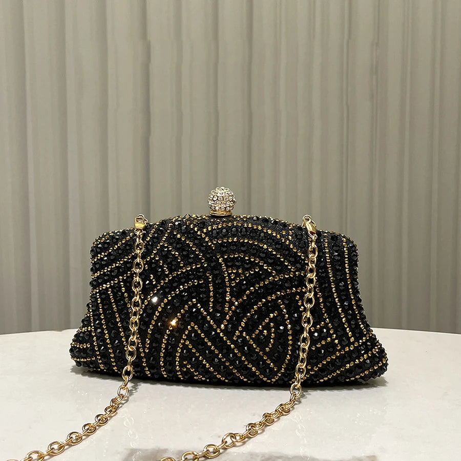 Wedding Party Clutch Purse Glitter Banquet Bag Crystal Shiny Diamond Evening Bag Women's Handbag Chains Shoulder Crossbody Bags