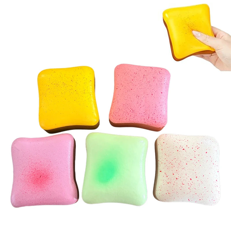 Soft Toast Squishy Toy Squeeze Stress Relief Toys Fidget Toys Simulation Bread Slow Rebound Sensory Toy Best Gift for Friends