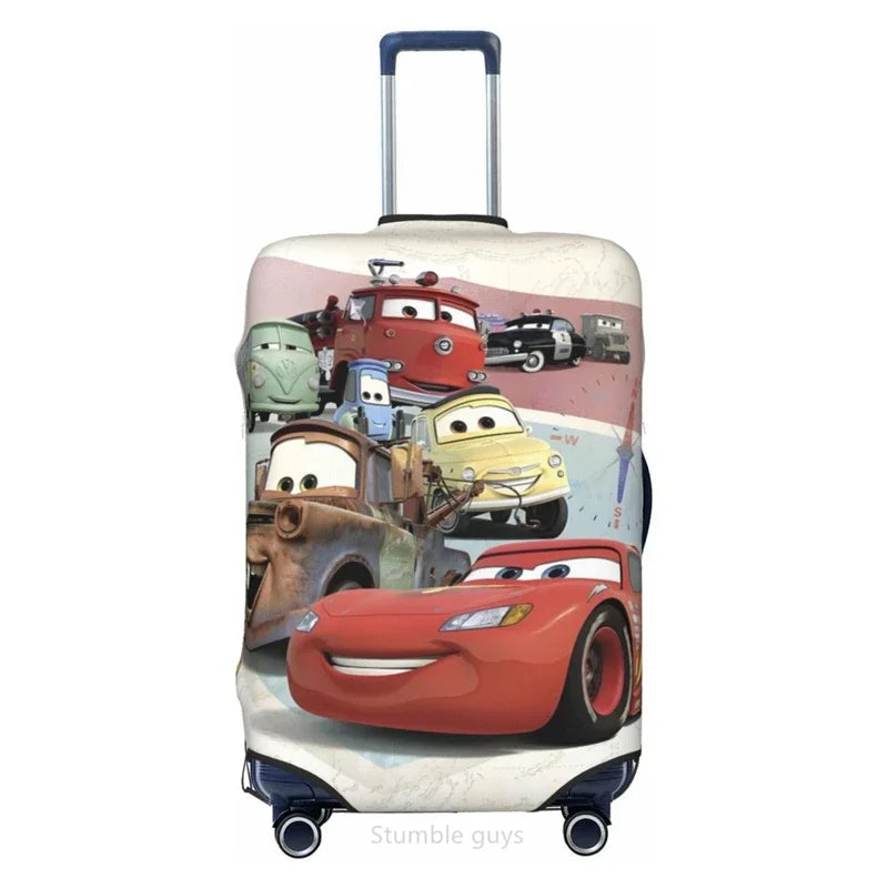 Stylish Car Printed Luggage Cover High Elasticity Fits 18-32 Inch Suitcases Dust Resistant Washable Anti-Scratch Travel Cover
