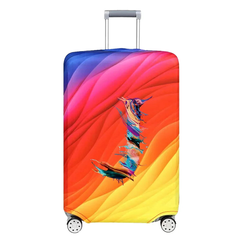 Luggage Cover Travel Suitcase Protective Cover Paint Letter Pattern Dust-Proof Stretch Fabric for 18-32 Inch Baggage Case