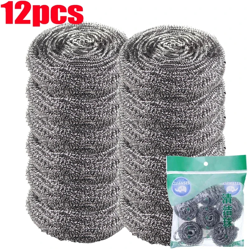Steel Wire Dishwashing Ball Stainless Steel Heavy Duty Wire Steel Cleaning Ball Pots Pans Dishes Rust Removal Cleaner Brushes