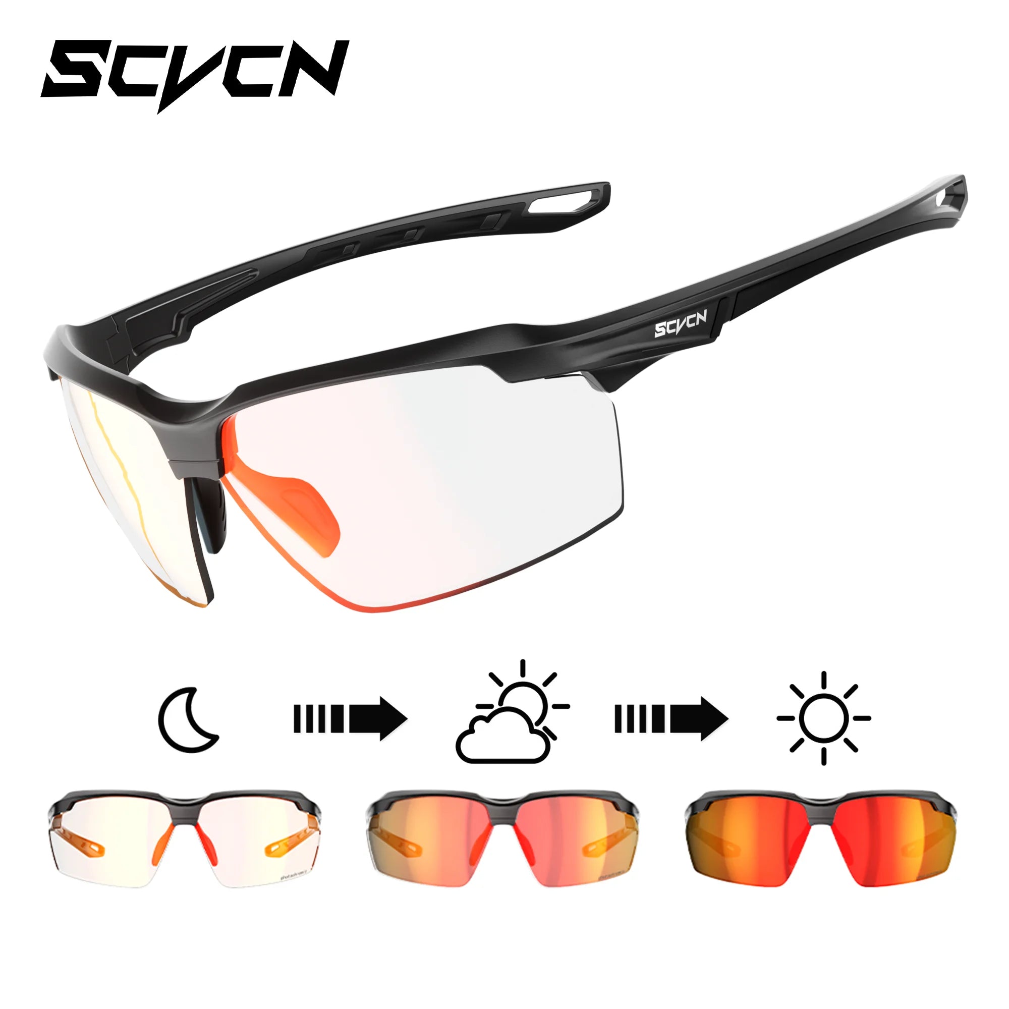 SCVCN Color Photochromic Cycling Glasses Explosion Proof Hunting CS War Game Eyewear Fashion Outdoor Airsoft Shooting Glasses