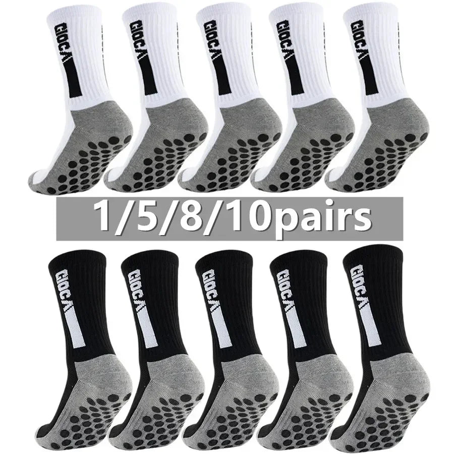 1/5/8/10 Pairs Men Women Unisex Non Slip Grip Soccer Rugby Socks Towel Bottom Breathable Shockproof Athletic Exercise