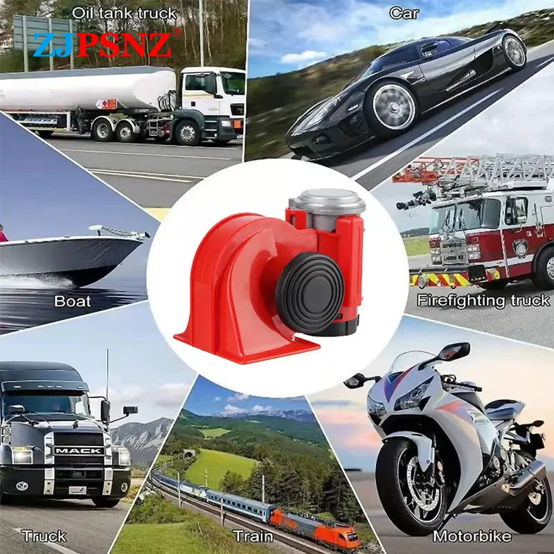 12V 24V Electric Air Horn Dual Tone Horn Kits Waterproof With Compact Horn For Car Auto Motorcycle 132db Super Loud Honking Horn