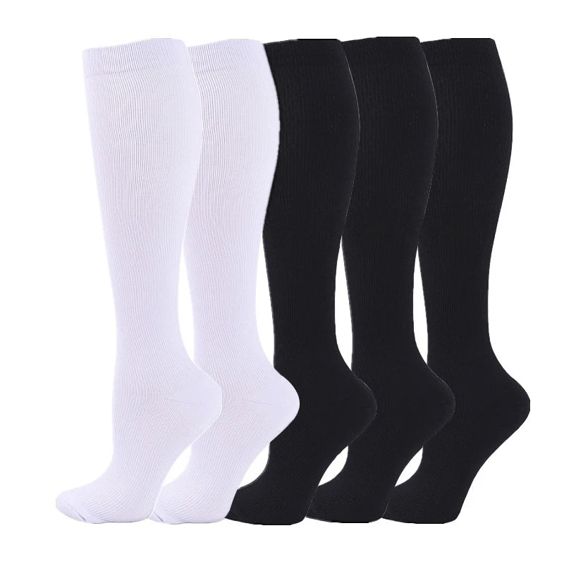 5 Pairs Compression Socks Women Medical Varicose Socks Diabetes Nurse Sports Socks Running Bicycle Basketball Football 20-30mmgh