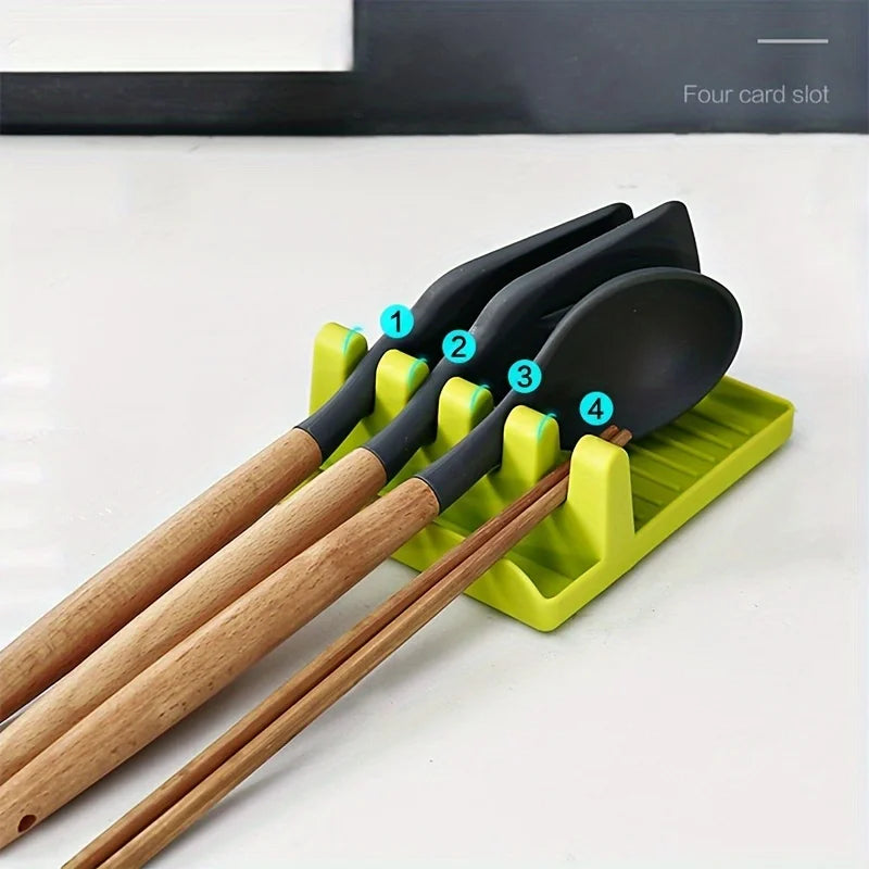 Silicone Utensil Holder, Cutlery Holder, Spoon Storage Rack, Suitable for Spatula, Long-handled Spoon, Fork, Put Pot Lid