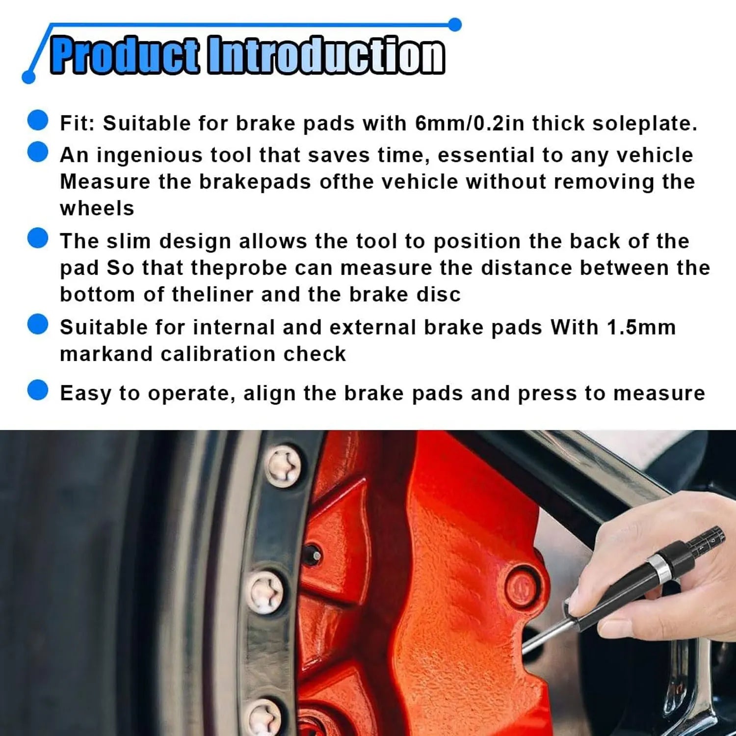 1PCS Brake Pad Measuring Gauge Brake Pad Scale Brake Pad Detection Pen Brake Pad Test Special Tool For Car Tire