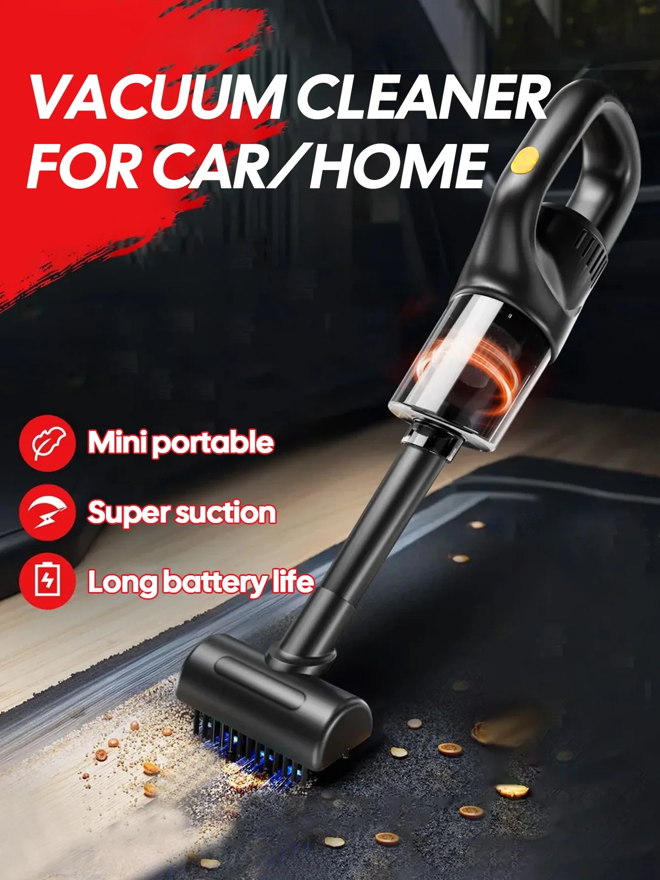 Portable Wireless Car Vacuum Cleaner Chargeable 120W High Power Vacuum Cleaner for Home and Car Dual Use Mini Cleaning Machine