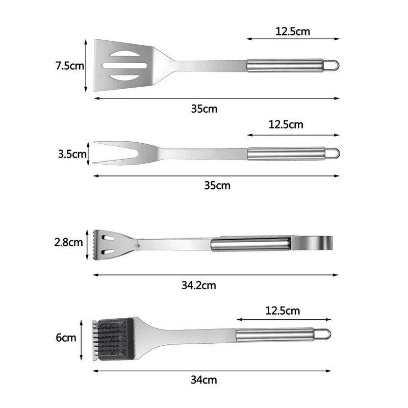 LMETJMA BBQ Grill Accessories Set Stainless Steel BBQ Utensil Kit with Case Portable Practical Grill Tools Utensils Kit