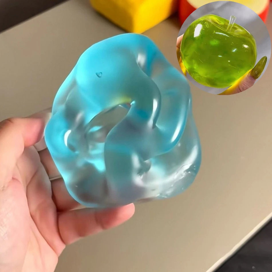 Squishy Green Apple Stress Ball Slow Rebound Squeeze Fidget Sensory Toy Autism Relief Toy Adults Kids Christmas Gift