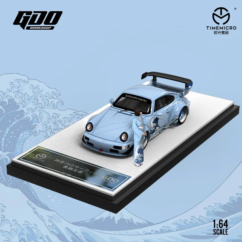 *In stock*TimeMicro 1:64 RWB 964 The Great Wave of Kanagawa Painting Simulation Alloy Car Model for Collection & Display