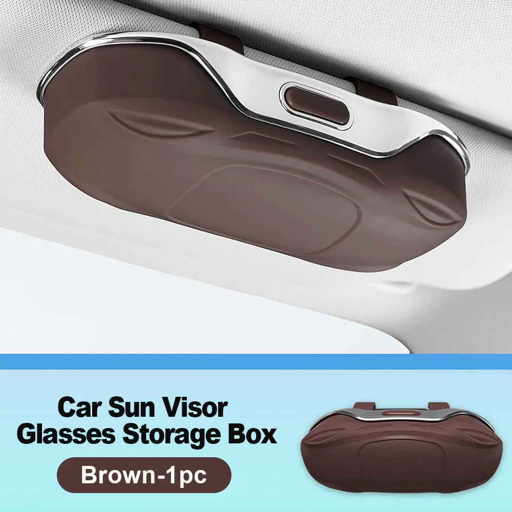 Car Glasses Case Sunglasses Storage Box Car Visor Glasses Case Premium ABS Flocking Inner Anti-Scratch Eyeglasses Protection Box