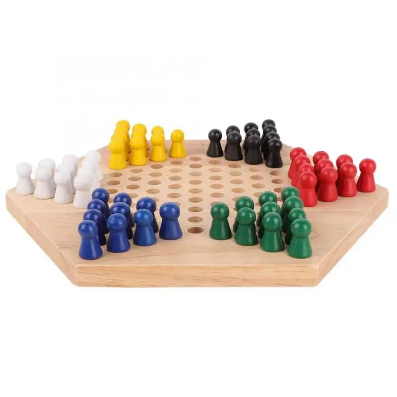 Chinese Checkers Set Wooden Educational Board Kids Classic Checkers Set Strategy Board Set Kid Family Toy Chess Board Game Gift
