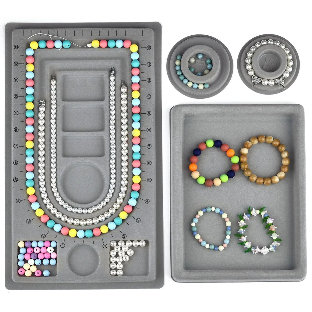 Flocked Bead Board Jewelry Making Tools DIY Bracelet Necklace Beading Organizer Jewelry Size Measuring Tool WorkBenches Tray