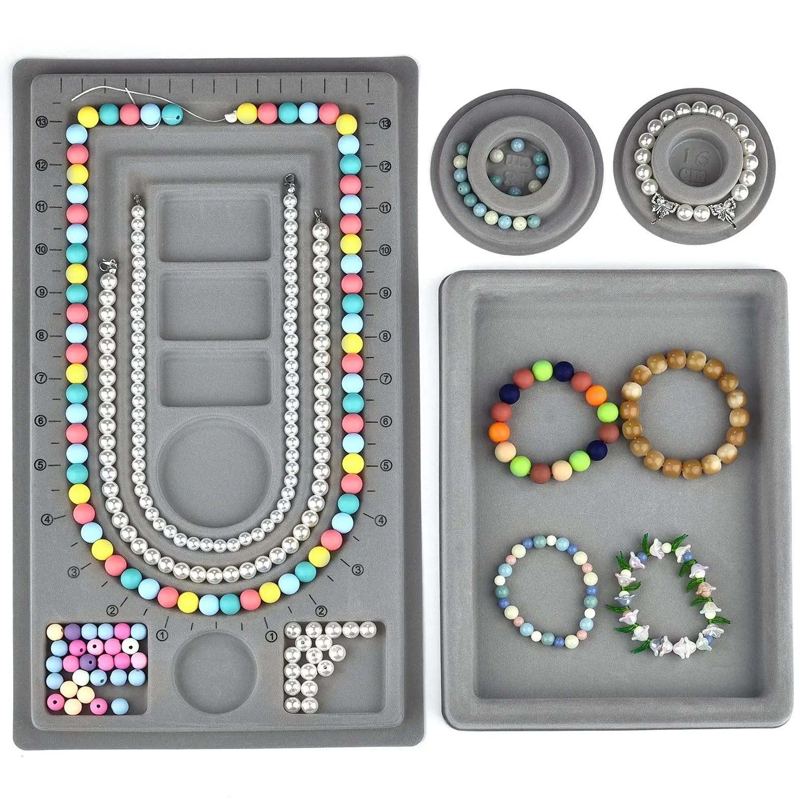Flocked Bead Board Jewelry Making Tools DIY Bracelet Necklace Beading Organizer Jewelry Size Measuring Tool WorkBenches Tray
