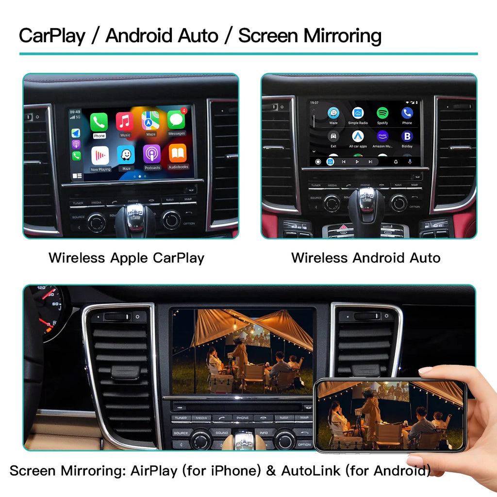AUTOABC New Original Wireless Carplay Module Box for Porsche Cayenne Macan 911 Panamera Bosxter PCM3.1 PCM4.0 System With Android Auto Rearview Camera Airplay