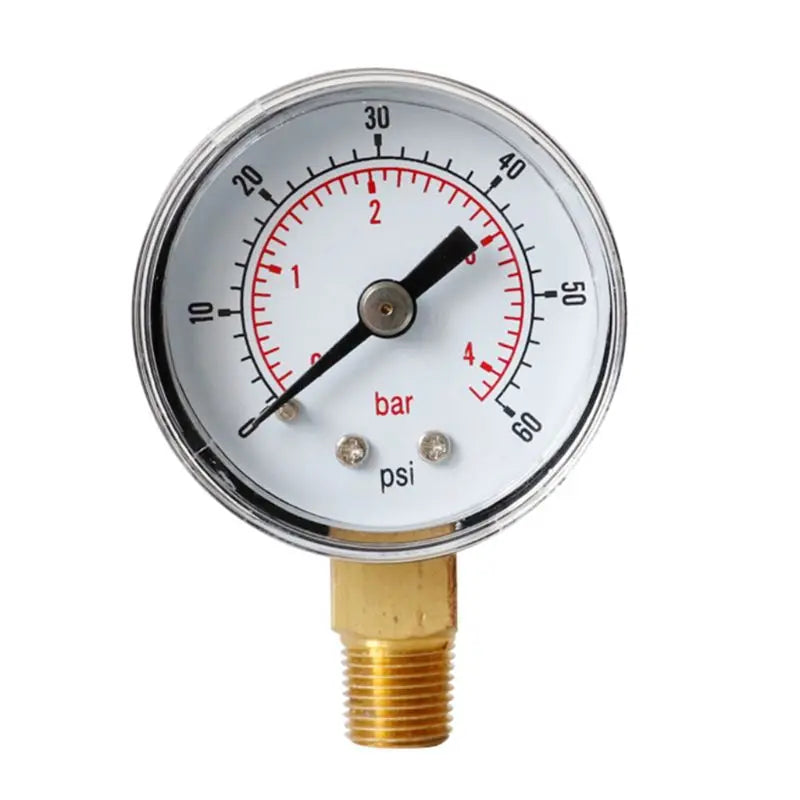 40mm Dual Scale Face Pressure Gauge 1/8" BSPT Bottom Mount 15/30/60/100/160/200/300 PSI & Bar for Air Gas Water Fuel Liquid