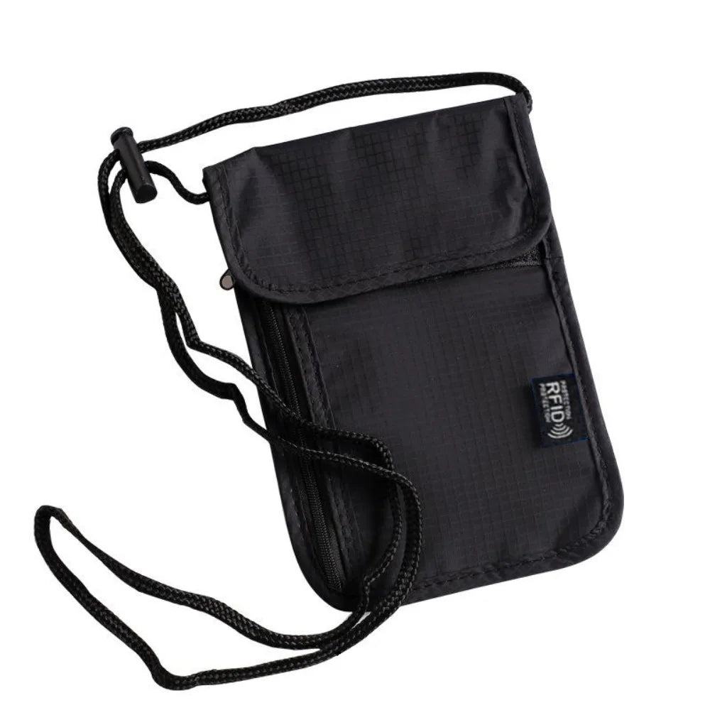 Anti-Theft RFID Passport Bag Rfid-Blocking Neck Hanging Neck Wallet Storage Organizer Multifunction Document Credit Case