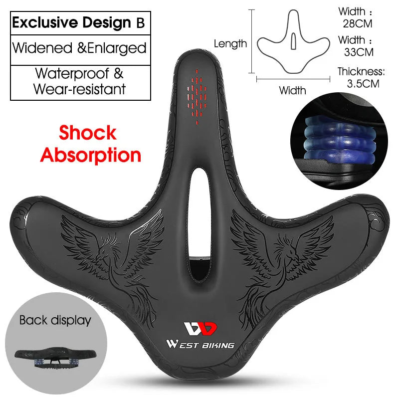 WEST BIKING Bicycle Seat Cushion Comfortable Bicycle Saddle Bike Riding Mountain Bike Big Butt Seat Cushion Bike Parts