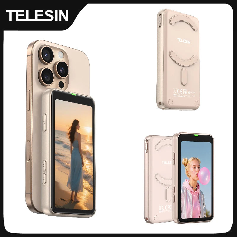 TELESIN Magnetic Phone Selfie Monitor Screen Vlog Selfie For iPhone Android Iphone Wireless Remote for MagSafe ZOOM Control