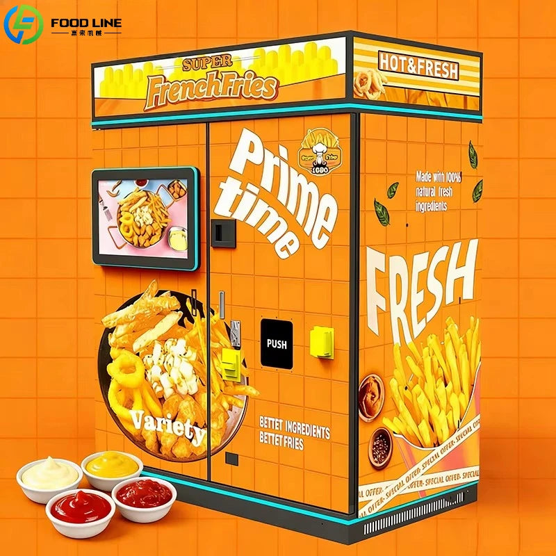 Customized 24H Self-service French Fries Vending Machine Automatic Snack Maker For Shopping Mall Station Commercial Use