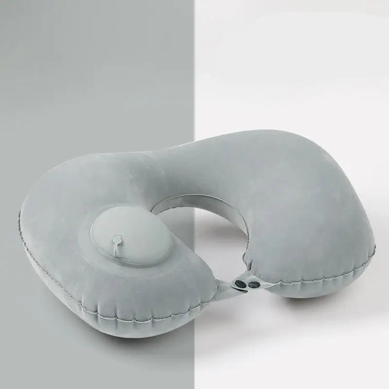 Car Portable Neck Protection U-shaped Compression Inflatable Pillow, Outdoor Nap, Camping, Travel Flocking PVC Airplane Pillow