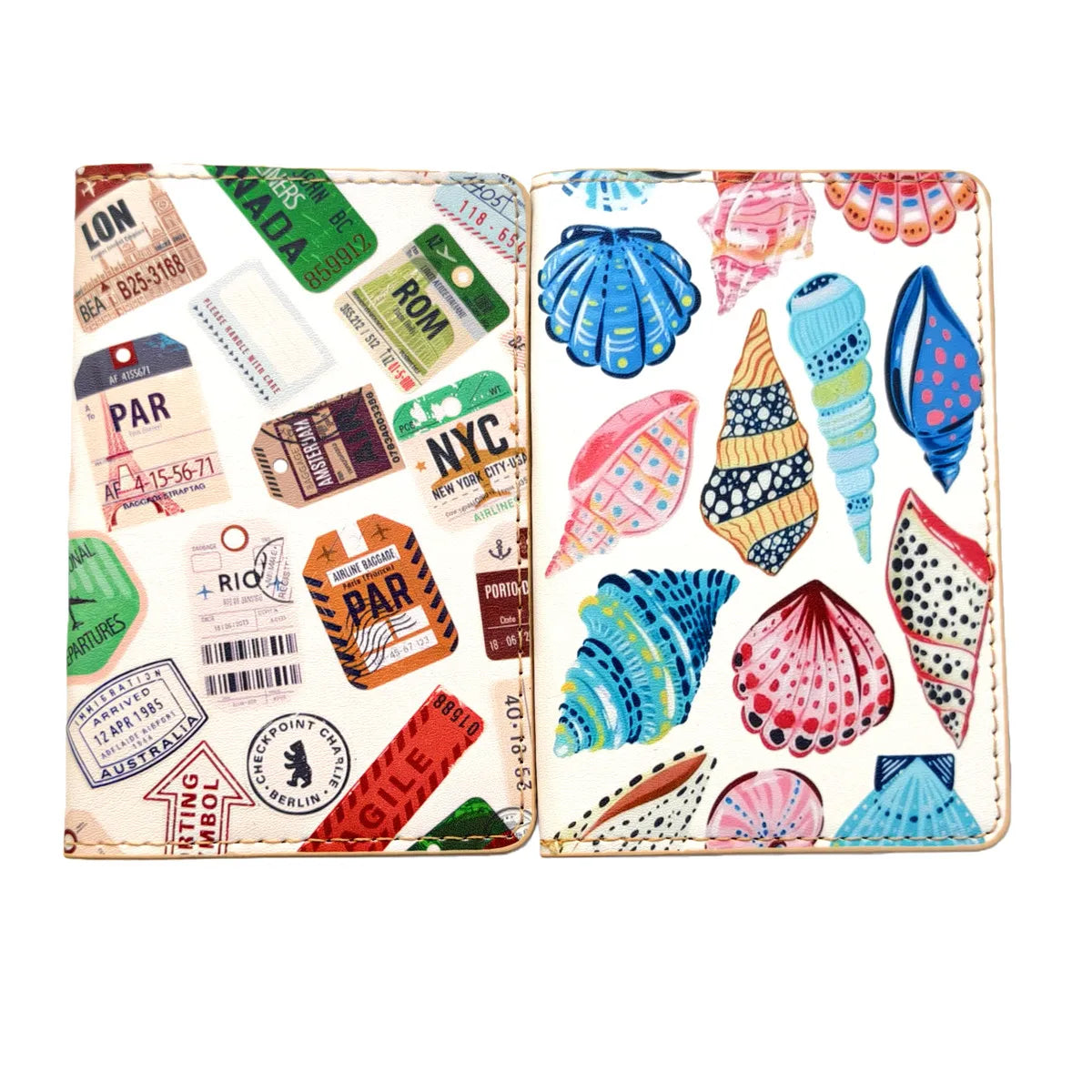 Hand-drawn illustration PU Leather Passport Cover Case Card Holder Lightweight Travel Accessories Wallet Gift For Lovers