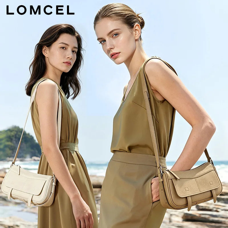 LOMCEL TOGO cowhide messenger bag for postal delivery, casual and versatile, retro for daily commuting, single-shoulder cross