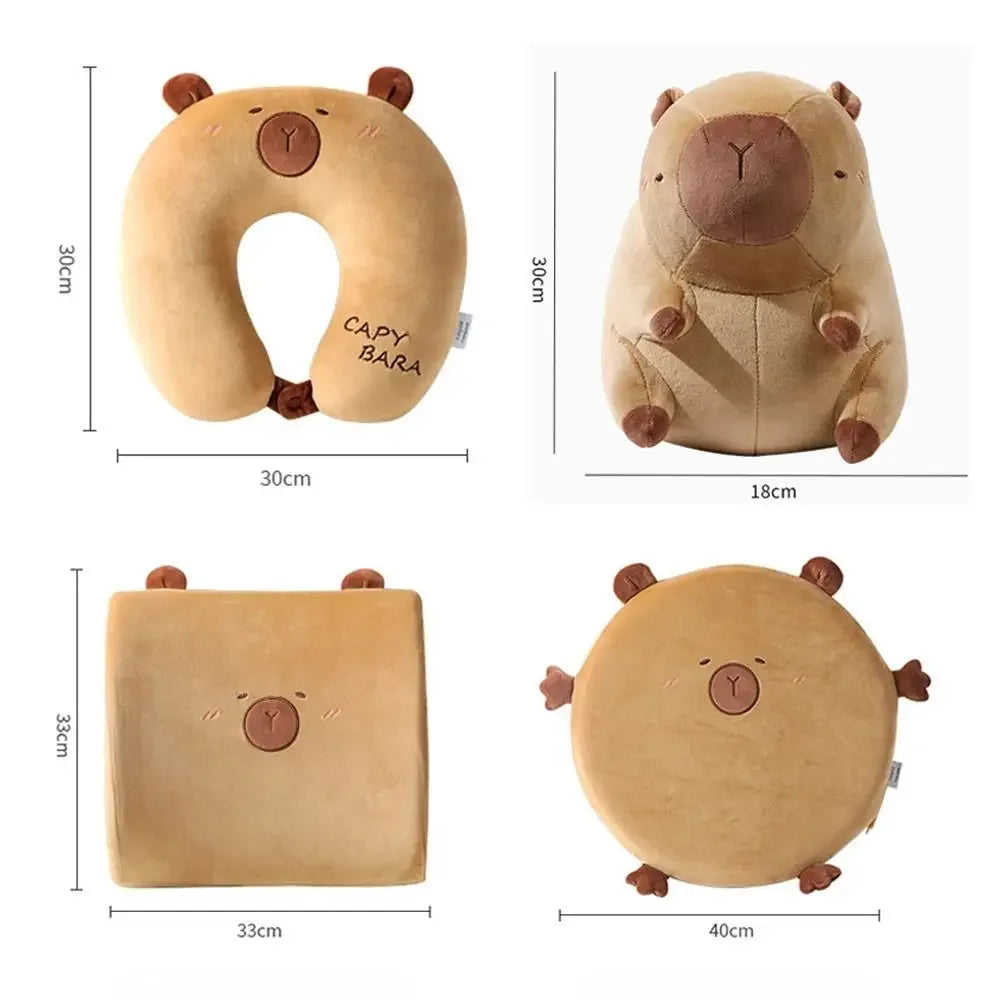 Cartoon U-Shaped Pillow Capybara Neck Pillow Car U-Shaped Neck Support Multifunctional Cervical Pillow