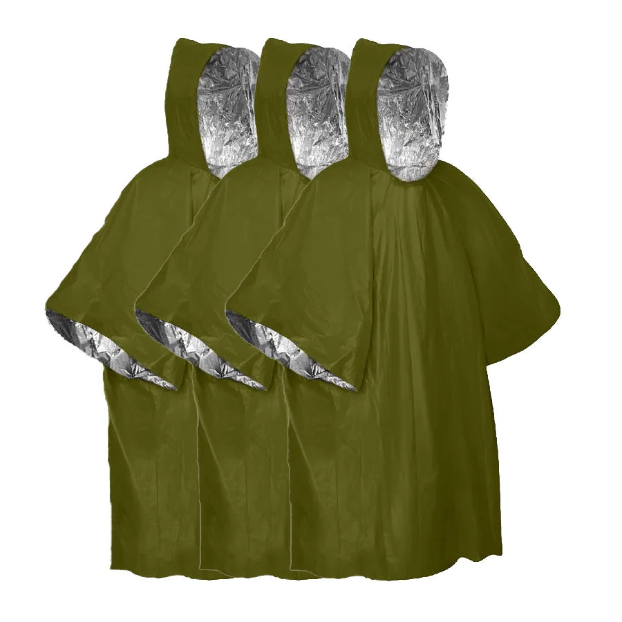 3/5-Pack Emergency Poncho Set - Waterproof,Thermal,Ultra-Lightweight,and Durabl,Ideal for Outdoor Enthusiasts,Hikers,and Campers