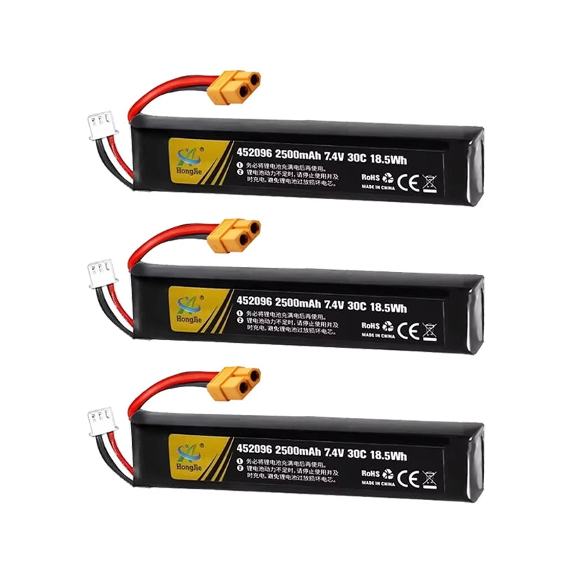 7.4V 2500mAh Lipo Battery Split Connection for Water Gun 2S 7.4V Battery for Mini Airsoft BB Air Pistol Electric Toys Guns Parts