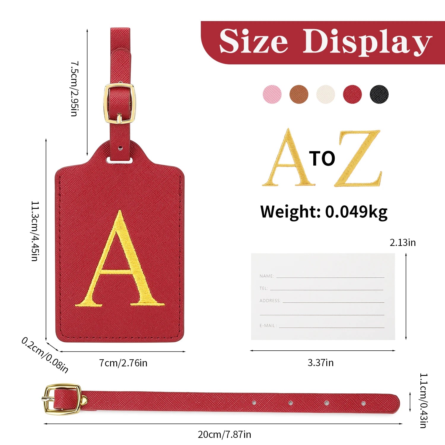MIYIN 26 letters Luggage Tags for Suitcases PU Leather Privacy Protection Bag Tags Travel Accessories Essential, Energetic Red