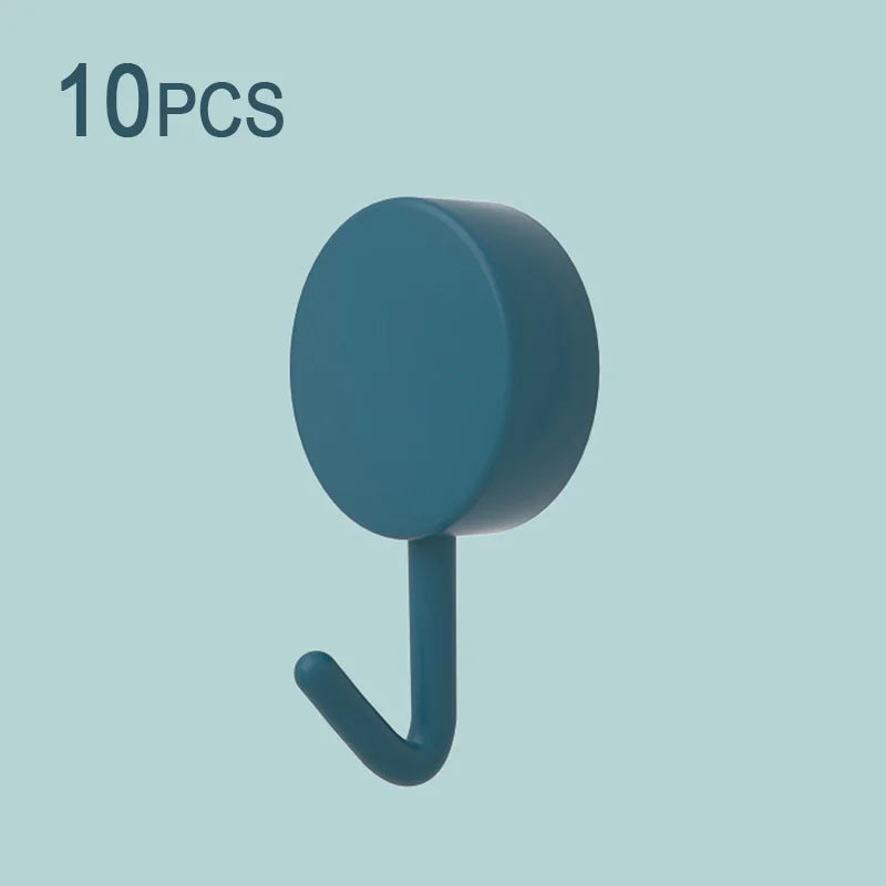 10Pcs Self Adhesive Wall Hook Strong Without Drilling Coat Bag Bathroom Door Kitchen Towel Hanger Hooks Home Storage Accessories
