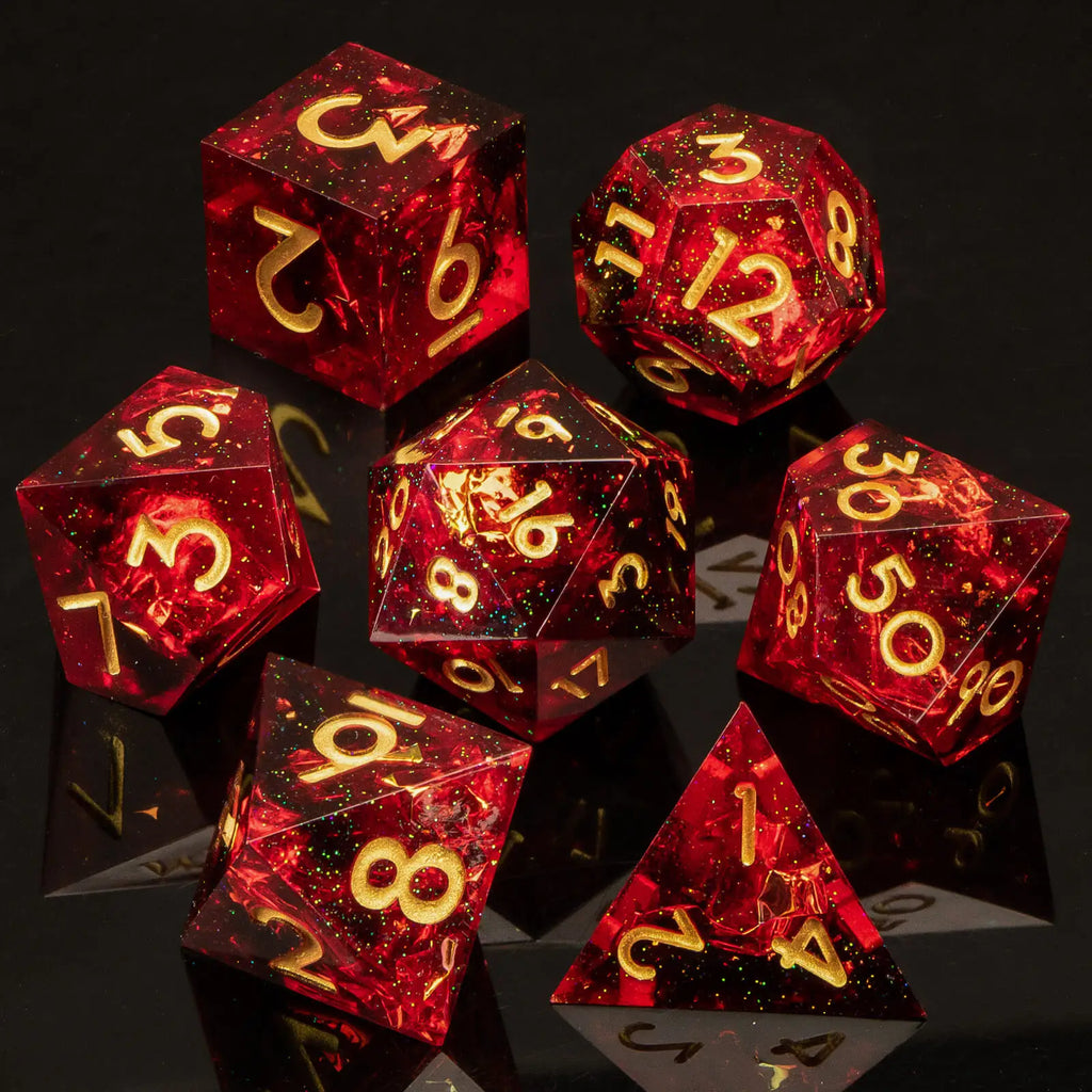 Resin Sharp Edged DND Dice, Handmade Dungeons and Dragons Dice Set D&D, RPG Polyhedral D and D Dice Set for Role Playing Game