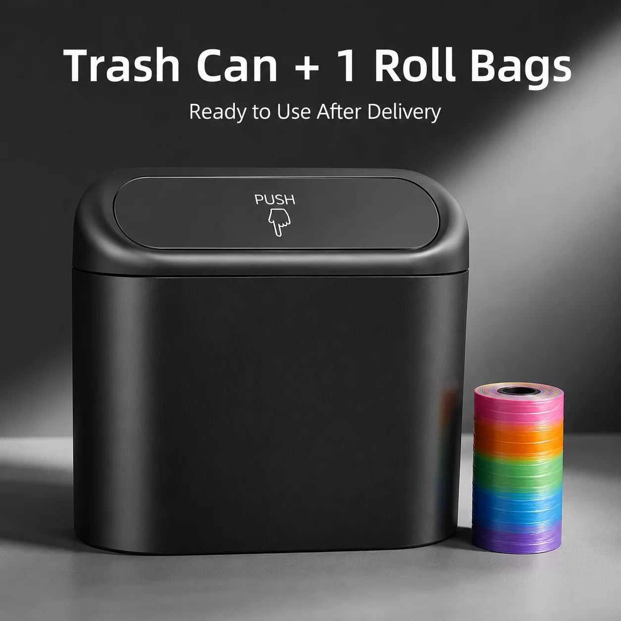 Universal Car Trash Can Organizer Waterproof Clip-On Garbage Bin with Push Lid Bag Roll for BMW Audi Mercedes Benz VW Porsche