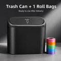 Universal Car Trash Can Organizer Waterproof Clip-On Garbage Bin with Push Lid Bag Roll for BMW Audi Mercedes Benz VW Porsche