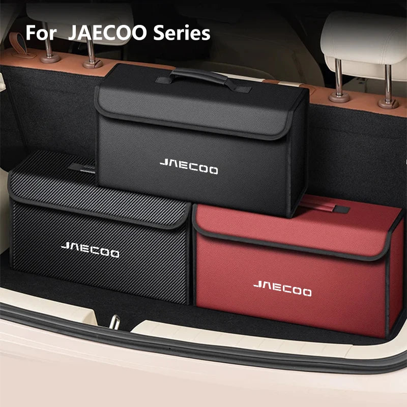 Car Leather  Trunk Storage Box Foldable Carbon Fiber For CHERY JAECOO J7 J8 J5 2023 2024 2025 Auto Organizer Bag Accessories