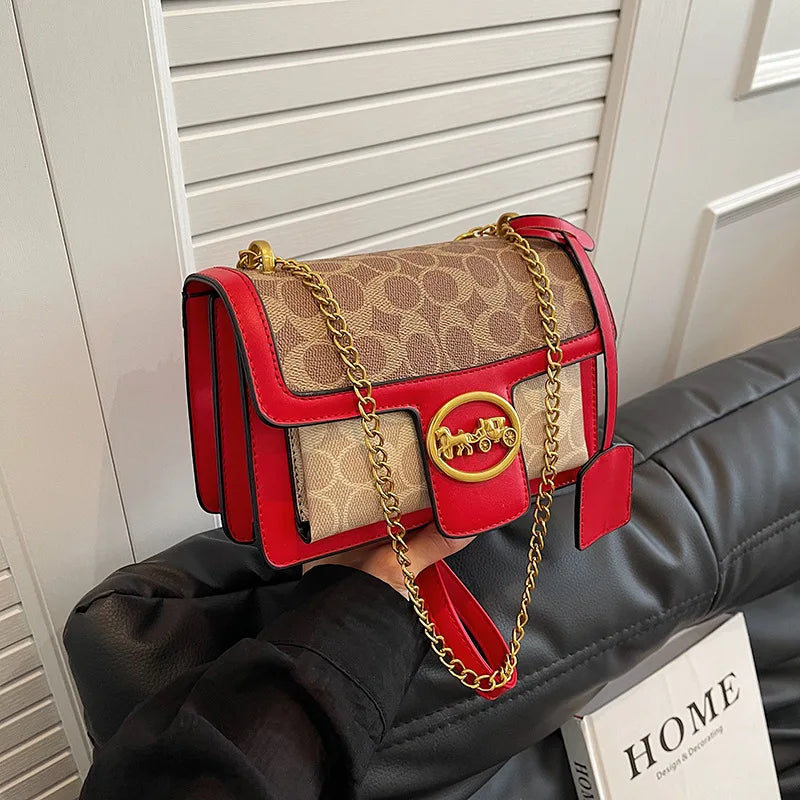 Luxury Retro Women's Messenger Shoulder Bag Trendy Minimalist Square Handbag with Chain High-End Crossbody Portable Box Design
