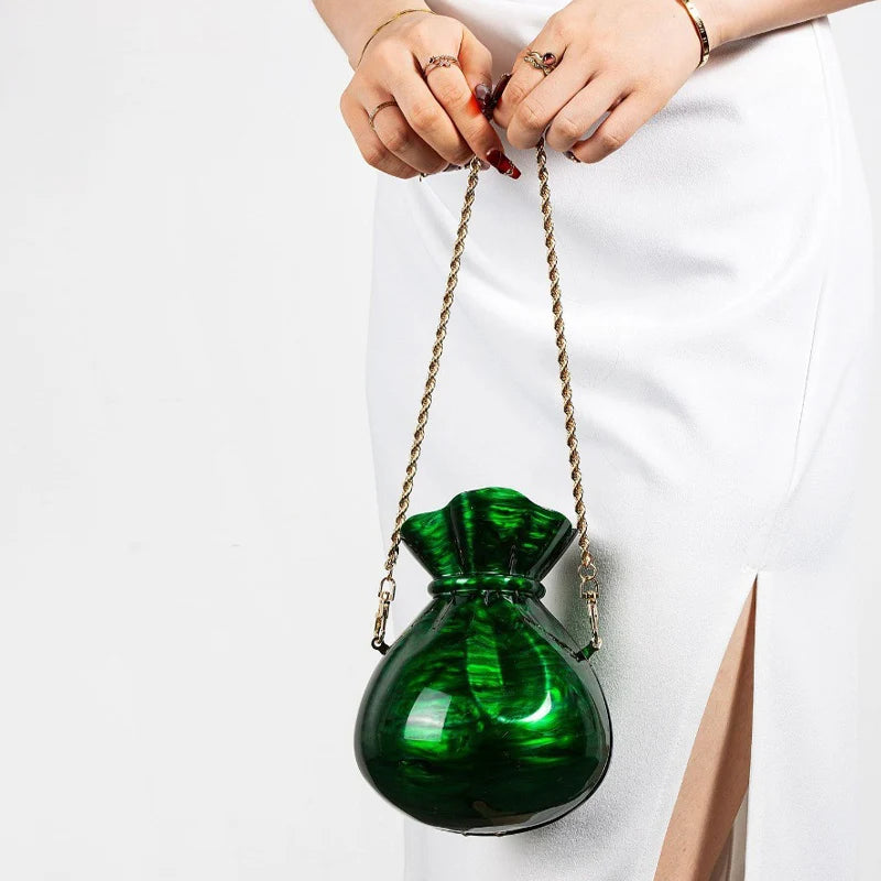Acrylic Chain Handbag,Evening Elegant Women Wedding Banquet Clutch Purse,Designer Candy Color Lipstick Cosmetics Storage Bag