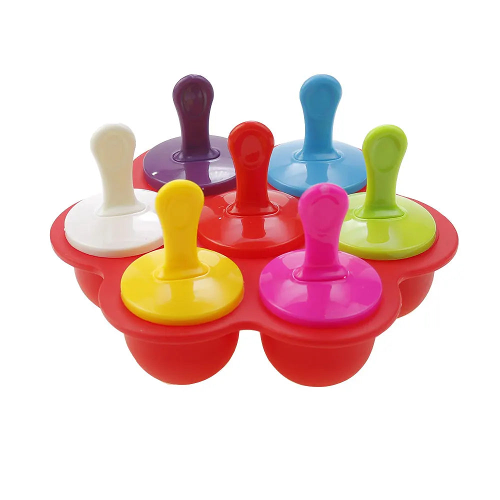 JCD 4/7Holes DIY Ice Cream Pops Silicone Mold Ice Cream Ball Maker Popsicles Molds Baby Fruit Shake Home Kitchen Accessories