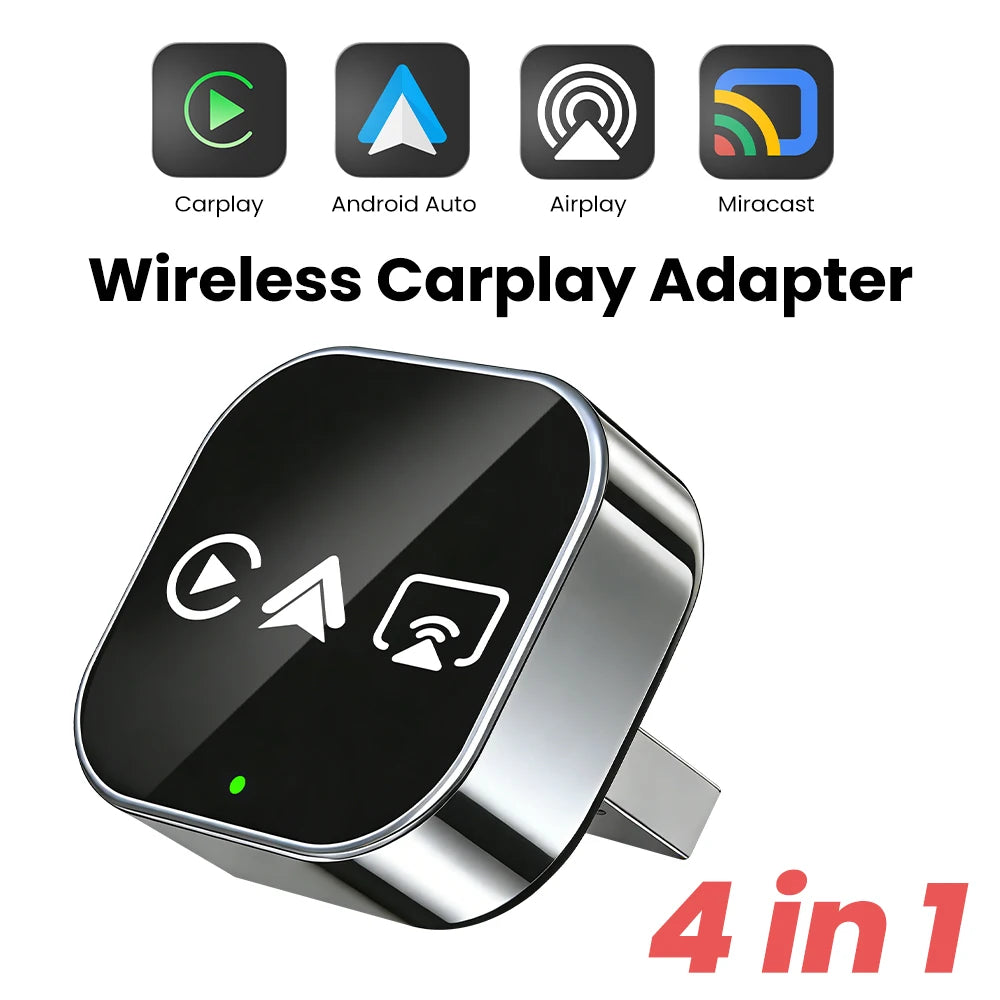 PLAYAIBOX Upgrade 4 In1 Wired to Wireless CarPlay Android Auto AirPlay Mirror Link Stable Bluetooth Adapter For Audi Benz Toyota