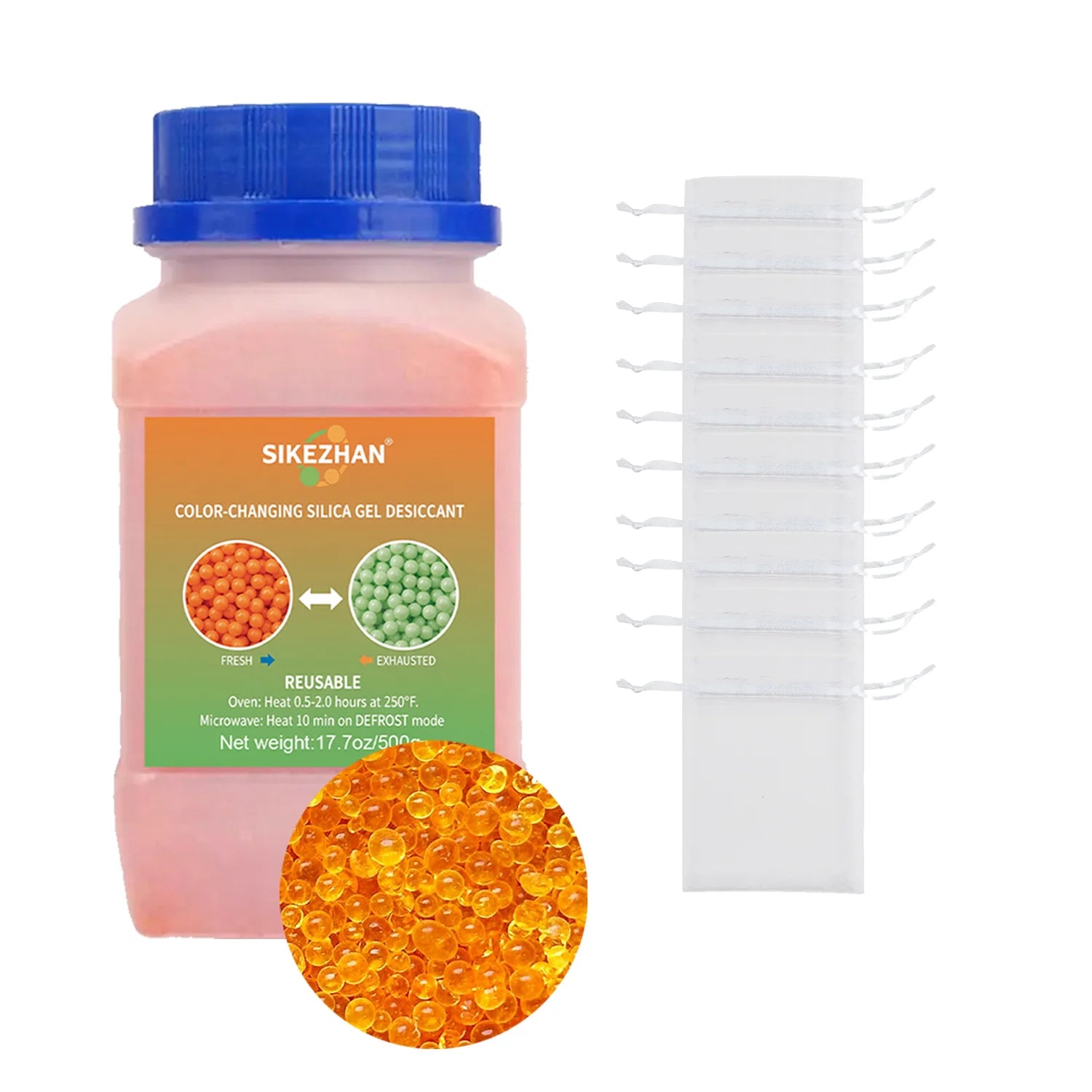 Reusable Silica Gel Desiccant Beads Orange Blue Indicating Moisture Absorber Dehumidifier For3D Printer Electronics Jewelry3-5mm