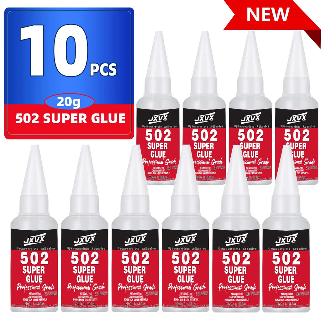 10PCS 502 Super Glue extra strong Instant Quick-drying Cyanoacrylate,Fast Drying,Waterproof,Multi-purpose for Metal, Plastic,Leather,and DIY Crafts Includes precision dispenser 20g.