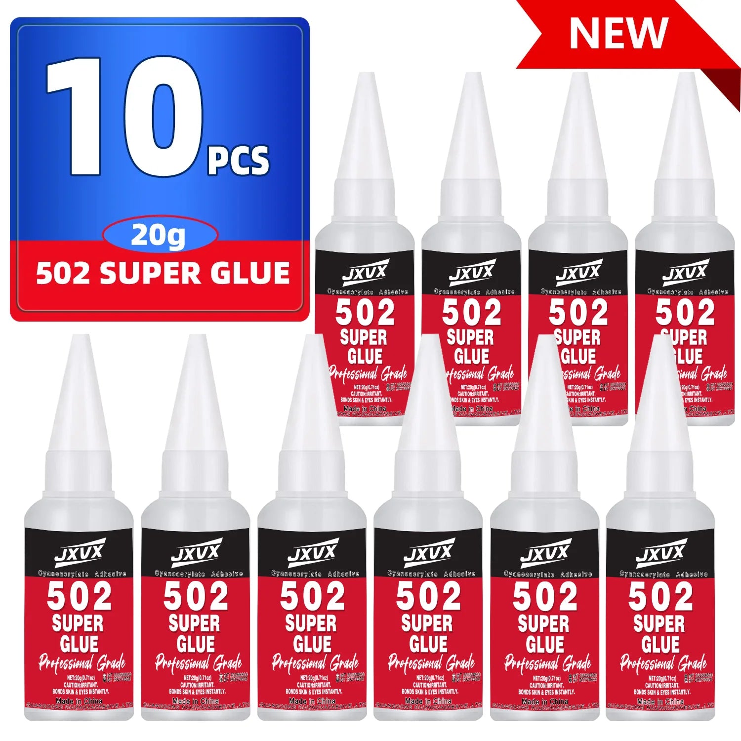 10PCS 502 Super Glue extra strong Instant Quick-drying Cyanoacrylate,Fast Drying,Waterproof,Multi-purpose for Metal, Plastic,Leather,and DIY Crafts Includes precision dispenser 20g.