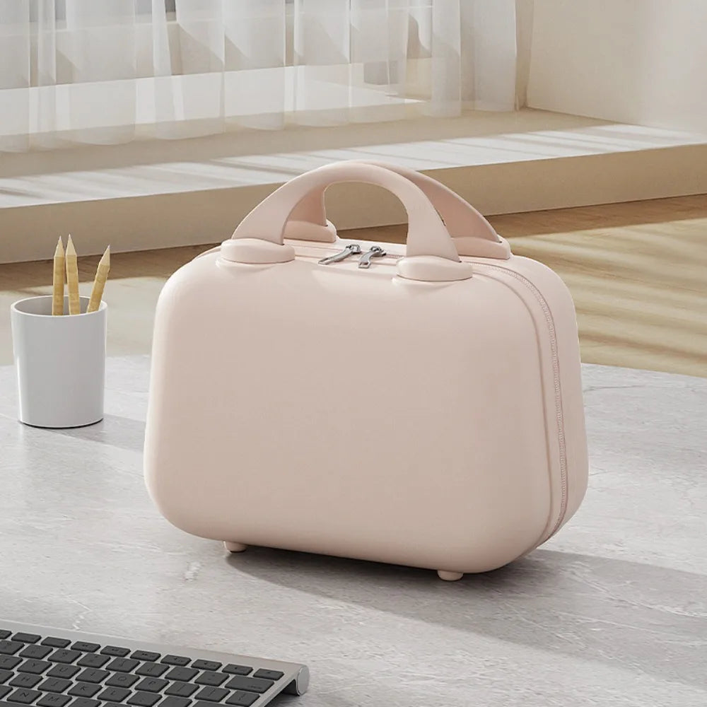 Storage Toiletry Box Solid Color Suitcase Square Box Large Capacity 14-inch Cosmetic Cases Portable Zipper Makeup Case Travel